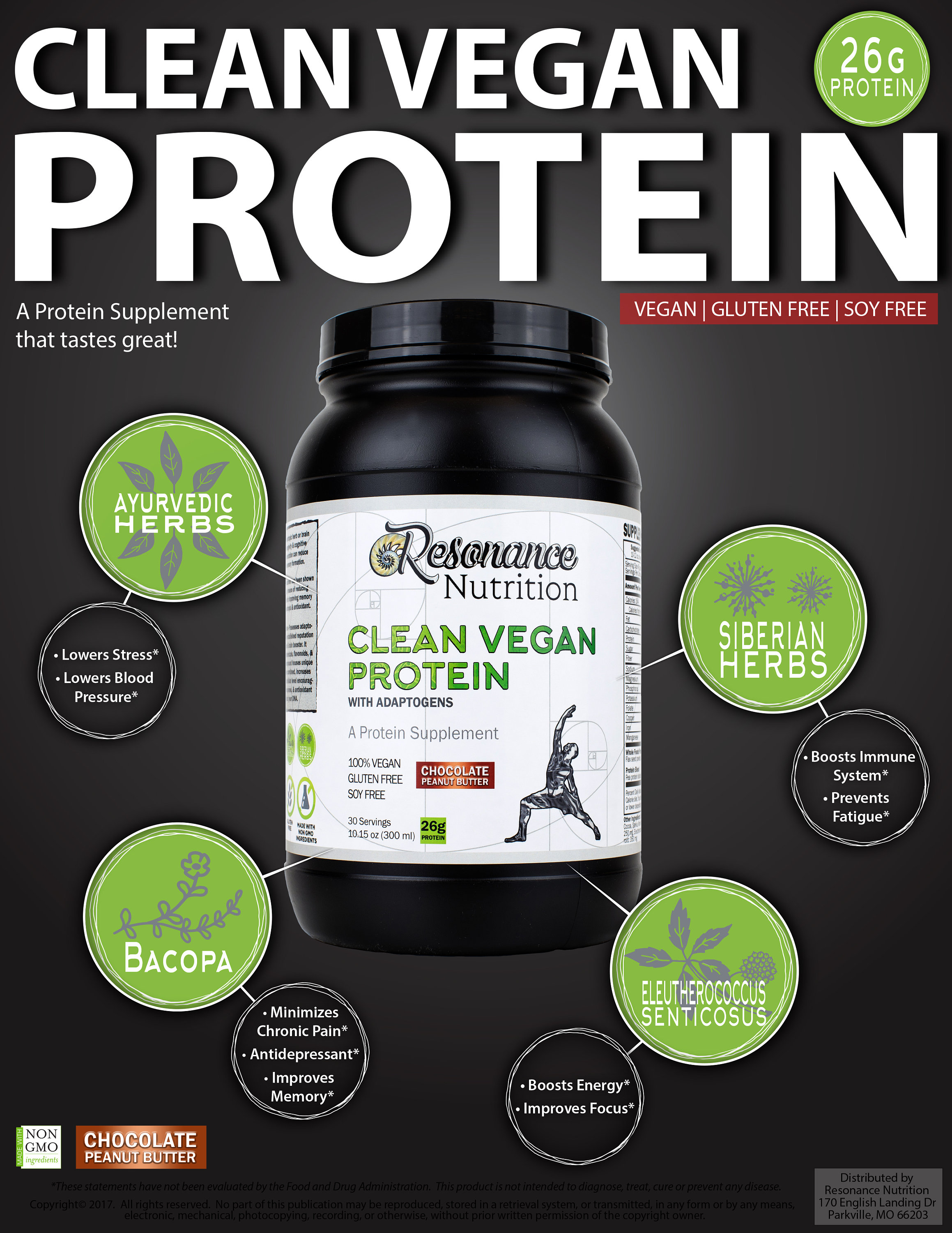 Clean Vegan Protein Powder Adaptogens Resonance Nutrition Etsy