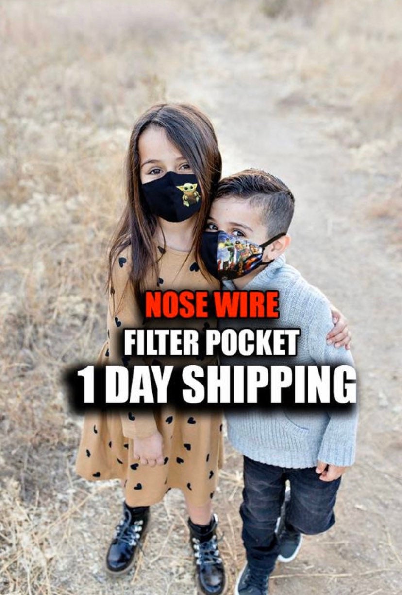 Filter PM 2.5 Face Mask WIth Filter Pocket, Nose Wire Cloth Face Mask, Reusable Washable made in ...