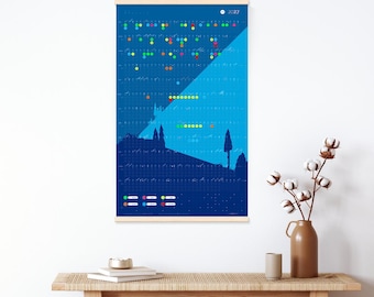 Calendrier mural design 2027 « Clarté », organiseur, calendrier de pleine conscience individuel, poster avec pastilles adhésives colorées – édition limitée
