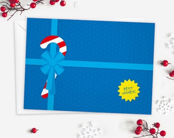 LUXE Christmas card "Candy Cane" hand-numbered & limited: high-quality postcard DIN A6, incl. envelope, extra-thick paper with colored edge