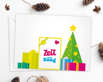LUXE Christmas card voucher "Time Gifts" hand-numbered & limited: high-quality postcard DIN A6, incl. envelope, extra-thick paper