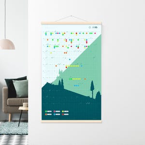 Design wall calendar 2025 &quot;Silence&quot;, limited edition annual calendar, organizer, individual family planner, poster with colored adhesive dots