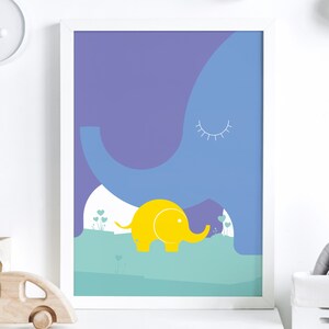 Elefantenfamilie | "Little One" Poster für Kinder & Babys | DIN A4 Format | bunte Wanddeko fürs Kinderzimmer | Kunstdruck | Illustration