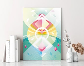 Diamonds & Flowers | abstract art print | Illustration in pastel colors | Poster – DIN A4 Format