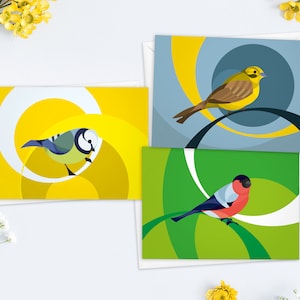 LUXE Grußkarten 3er Set "Gartenvögel" handnummeriert & limitiert: hochwertiges Kartenset DIN A6, inkl. Kuvert, extradickes Papier, Farbkante