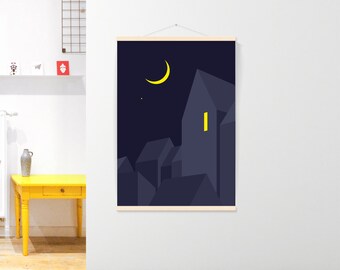 City in the moonlight | Art print | Print | Poster | "Big City Night"