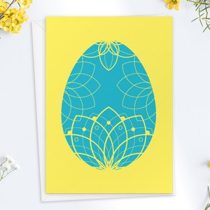 Cartolina di Pasqua | Uovo di Pasqua con ornamenti floreali in stile ritaglio di carta | Cartolina primaverile in formato DIN A6