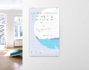 Design wall calendar 2026 "Silence", limited edition annual calendar, organizer, individual family planner, poster with colored adhesive dots