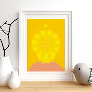 Cartel infantil "León" | Decoración de pared colorida para la habitación infantil en formato DIN A4 | Impresión artística | Imprimir | Ilustración infantil con motivo animal