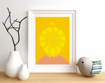 Children's poster "Lion" | colorful wall decoration for the children's room in DIN A4 format | art print | print | childlike illustration with animal motif