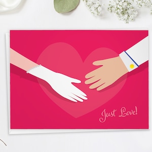 LUXE Grußkarte "Just Love" – Hochzeitskarte | Hand in Hand ins Glück | handnummeriert, limitiert: hochwertige Postkarte DIN A6, inkl. Kuvert