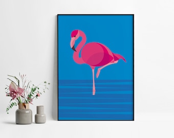 Wandkunstposter "Flamingo Love" - zomergevoel voor in huis als wanddecoratie voor de woonkamer, kinderkamer of kantoor