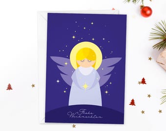 Angel Christmas postcard | Illustrated postcard for Christmas greetings and Advent | DIN A6 format