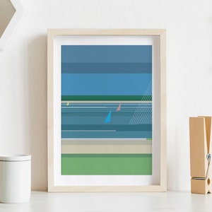 Windsurfer – stampa artistica astratta per gli amanti degli sport acquatici | Acqua e onde – Poster | Stampa marittima &quot;Surfista&quot; in formato DIN A4