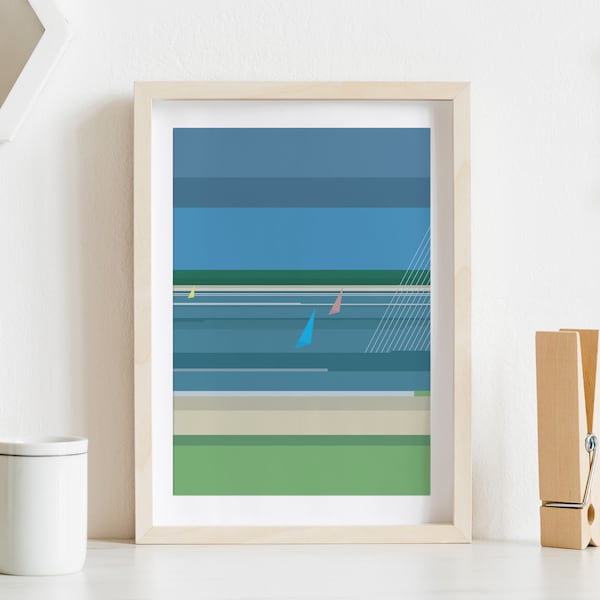 Windsurfer – abstrakter Kunstdruck für Wassersportler | Wasser und Wellen – Poster | "Surfer" maritimer Print im DIN A4 Format