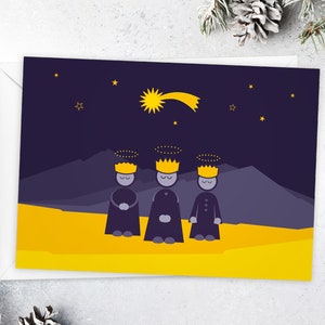 LUXE Weihnachtskarte "Heilige drei Könige" handnummeriert & limitiert: hochwertige Postkarte DIN A6, inkl. Kuvert, extradickes Papier