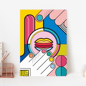 Lèvres Hike Honey – Impression d&#39;art de style Pop Art | illustration colorée | Affiche – format DIN A4