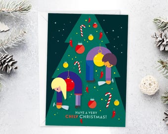 Chilly Christmas postcard | Hand-illustrated postcard for Christmas greetings and Advent season | DIN A6 format