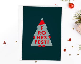 Christmas postcard | "Merry Christmas" illustrated postcard with Christmas tree for Christmas greetings | DIN A6 format