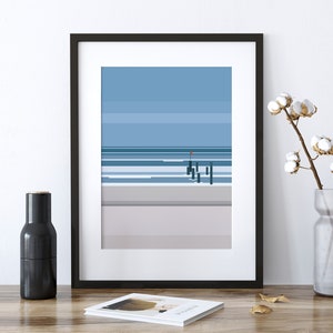 Meer & Strand – abstrakte Illustration für Wasserfreunde | "Waves" maritimer Print | Urlaubsfeeling im Wohnzimmer | Poster im DIN A4 Format