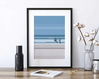 Sea & Beach – illustration abstraite pour les amoureux de l’eau | « Vagues » | d’impression maritime Sentiment de vacances dans le salon | Affiche au format DIN A4