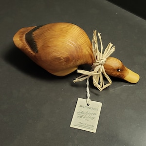 Tremblay Canada Wood Carved Duck Head Figurine Sculpture