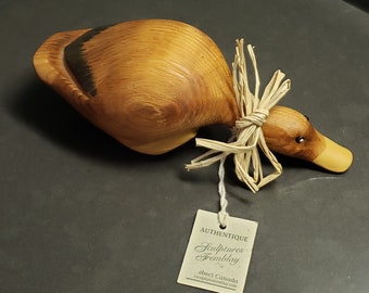 Tremblay Canada Wood Carved Duck Head Figurine Sculpture