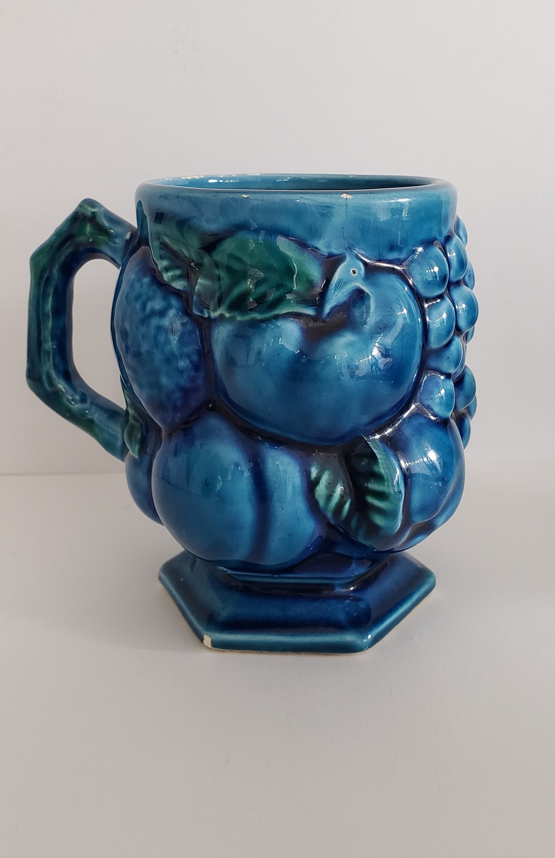 Vintage INARCO Pottery Mug Mood Indigo Blue Coffee Cup E2431 Etsy