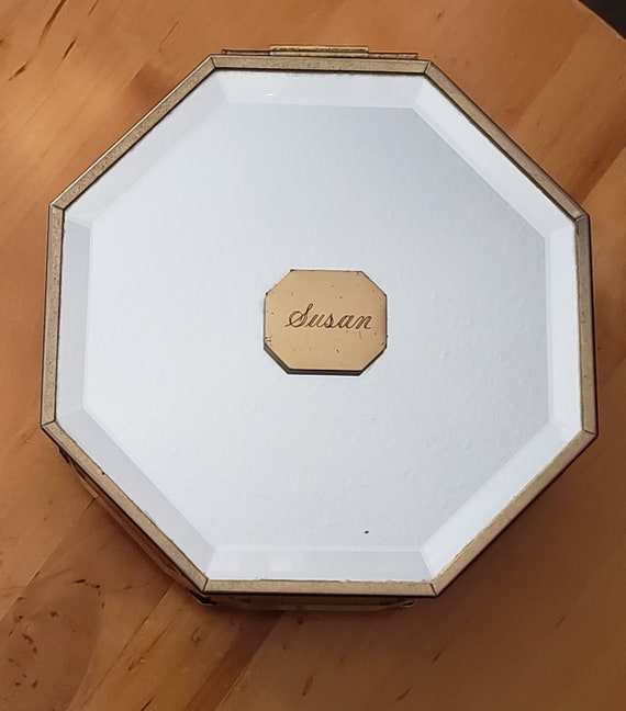 Antique Beveled Glass Jewelry Box Made in Taiwan … Gem