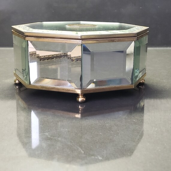 Antique Beveled Glass Jewelry Box Made in Taiwan … Gem