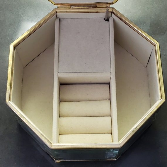 Antique Beveled Glass Jewelry Box Made in Taiwan … Gem