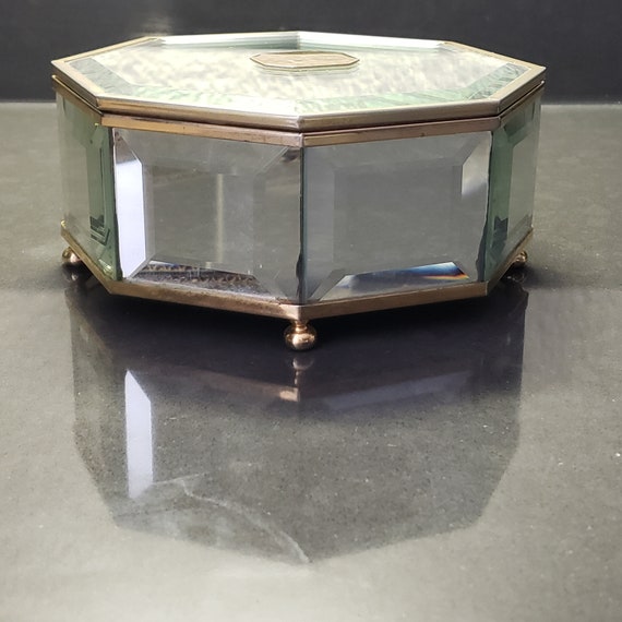 Antique Beveled Glass Jewelry Box Made in Taiwan … Gem