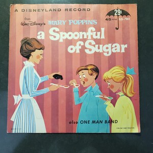 Vintage 1962 Disney Vinyl 45 RPM Record - Mary Poppins - A Spoonful of Sugar
