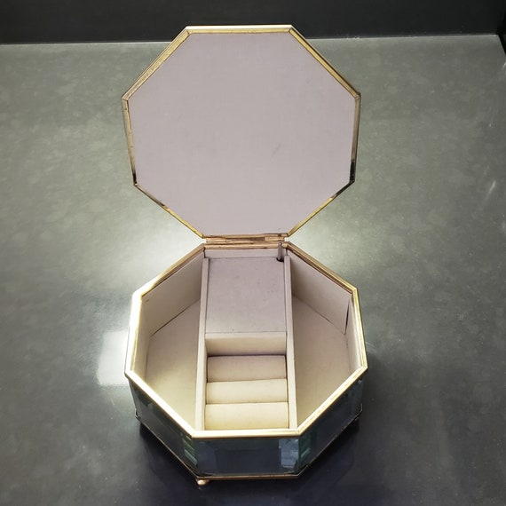 Antique Beveled Glass Jewelry Box Made in Taiwan … Gem