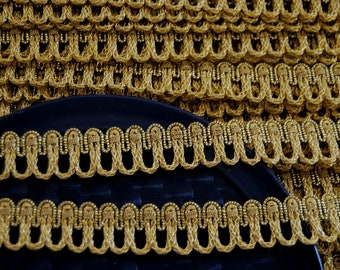 5m alte Goldborte Brokatborte 15mm Posamentenborte Mittelalter Klosterarbeit Gewand Kostüm  Mittelalter Gold Brokat Borte Vintage Bordüre