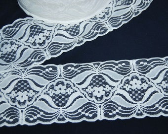 Borde de encaje vintage antiguo de 20 m, blanco, 10 cm, tela de encaje gótico para ropa interior, no elástico, borde de encaje robusto