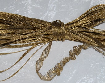 20 m GORGEOUSLY beautiful antique ancient real gold brocade border ribbon braid metal HEAVY net RARITY metal border metal ribbon rococo embroidery 3 mm