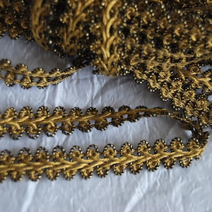 4 m Bella treccia antica in oro antico, treccia in broccato, lavoro monastico, treccia medievale in metallo pesante, treccia passamaneria da 10 mm, lavoro monastico RAR