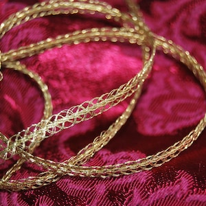 5m Wunderschöne alte antike Goldborte Brokatborte Klosterarbeit Mittelalter schwer Metallborte gold  5mm Gewand Kirche Puppen Litze Gimpe