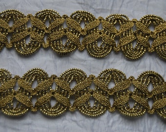 4m alte Goldborte Brokatborte 25mm Posamentenborte Mittelalter Klosterarbeit Gewand Kostüm  Mittelalter Gold Brokat Borte Vintage Bordüre