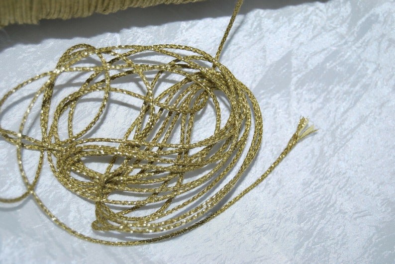 Metallic Rope Braid 50 M Antique Round Braid Round Cord Gold 2 Mm Gold Braid Cord Brocade ...