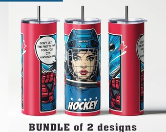 Hockey Girl Comics Tumbler Wrap PNG: 20oz Tumbler Design (Digital Download)