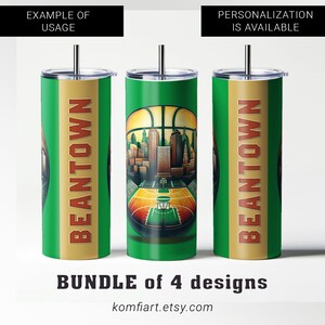 Beantown, The Hub, Boston city tumbler wrap 20oz Custom gift. Basketball fan PNG sublimation ready, Basketball gameday