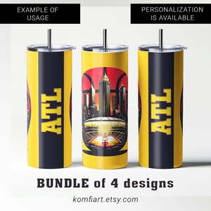 ATL Atlanta city tumbler Wrap 20oz  Arena Skyline PNG Design tempate  Fan Art Sublimation Print Personalized gift mockup