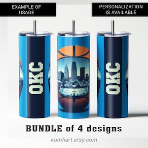OKC Oklahoma City template PNG tumbler wrap 20oz. basketball sport fan PNG sublimation ready for print. Sport personalized gift
