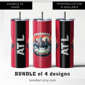 ATL Atlanta city skyline print. The Big Peach art 20oz tumbler Wrap bundle design PNG.  Personalized tumbler fan gift. ATL city