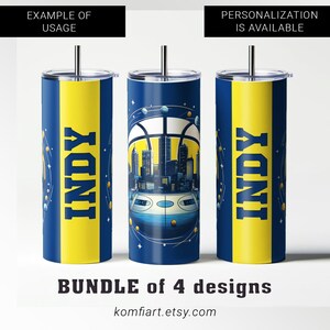 Indy Indianapolis city PNG template tumbler wrap 20oz. Indiana basketball sport PNG sublimation ready for sport fan. Basketball gift