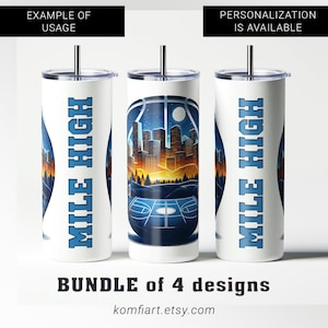 Mile High Denver city fan wrap  for 20oz tumbler creative design PNG. Denver skyline. Game day present. Basketball 5280 lovers fan gift