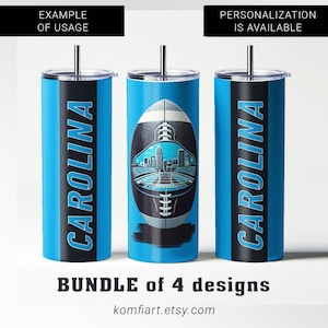 CAROLINA illustration. fan 20oz tumbler Wrap bundle design PNG.  Personalized tumbler. American football print fan game gift