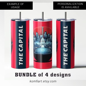 The Capital Washington D.C. city basketball team fan wrap 20oz tumbler creative design PNG. Gift for fan Game day